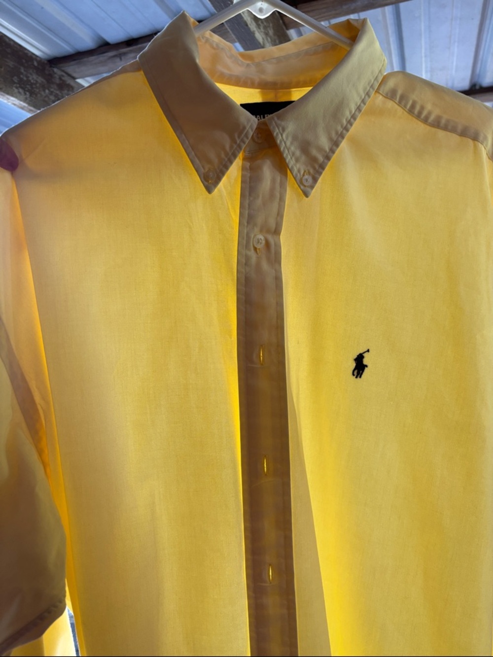 Polo by Ralph Lauren Yellow Short-Sleeve Button-Down with Navy Pony